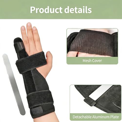 Adjustable Pinky Finger Splint, Breathable Little Finger Support Brace, Stabilizer Splint for Injury, Arthritis, Tendonitis Relief, Fit Left & Right Hand, Black