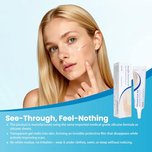 Advanced Scar Gel, Treats New & Old Scars, Reducing the Appearance of Keloid & Bump Scars Caused by Surgery, Acne, Burns, Injury & Stretch Marks-0.53 Oz(15g).