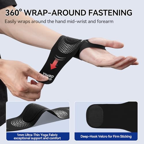 Ultra-Thin Wrist Brace Support for Carpal Tunnel, Black One Size
