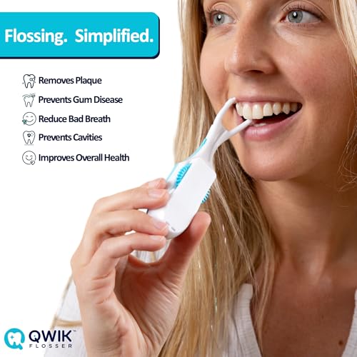 Bundle with 2 Refills Packs– Automatic and Reusable Dental Flosser | Easy Click-to-Use Solution for Plaque Removal, Clean Teeth, and Fresh Breath (3 Items,1-Year Supply)