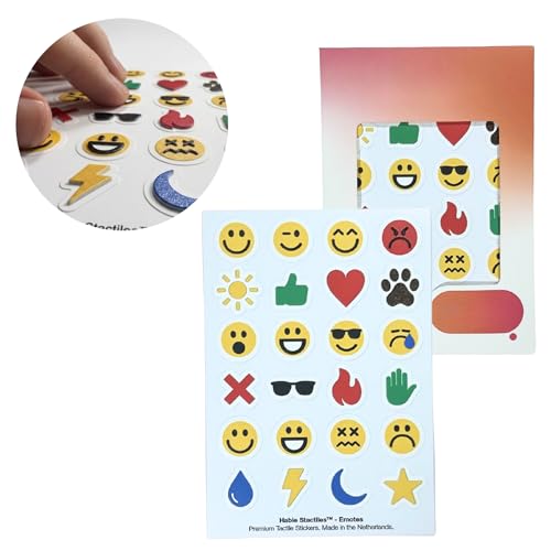2.5D Tactile Emoji Stickers for the Visually impaired - 24 Emoji & Smiley Identification Markers - Experience Emojis Through Touch - Low Vision Aid, Ideal for Kids & Everyday Use