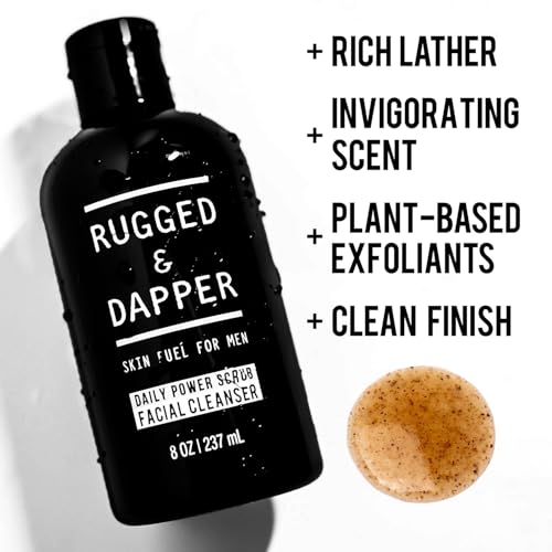 RUGGED & DAPPER Face Wash for Men | Daily Exfoliating Mens Face Wash & Scrub | Deep Cleans Oily, Rough & Breakout-Prone Skin Facial Cleanser