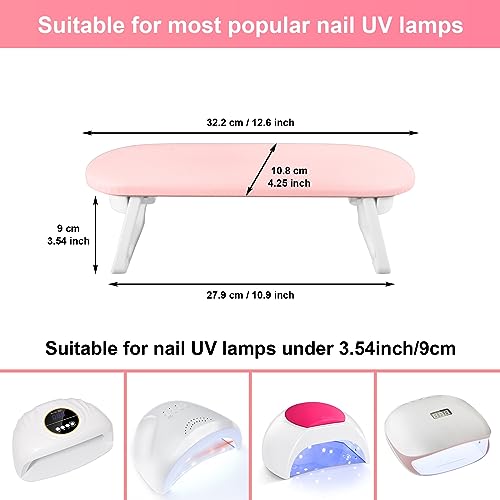 Diesisa Nail Arm Rest, Foldable PU Leather Nail Hand Rest For Nails Tech Pink