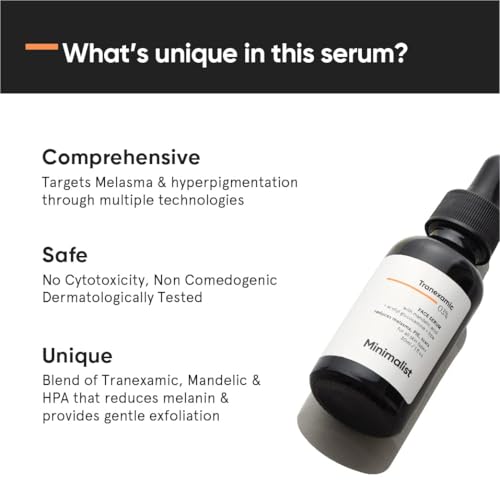 Minimalist Tranexamic Acid Serum + HPA to Reduce Dark Spots, Melasma, PIE, PIH | For Smoother & Even Looking Skin| For Women & Men | 1 Fl Oz / 30 ml 1 Fl Oz (Pack of 1)