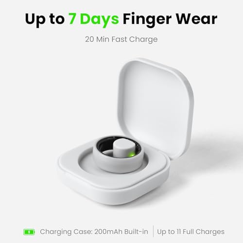 MounTova-T3-Ring, 2026 Ceramic Smart Ring for Men & Women, Sleep Activity Tracker, Heart Rate Stress & Mood Monitor, Gesture Control, IP68 Waterproof, No Subscription, iOS & Android (White, Size 11) White 11"