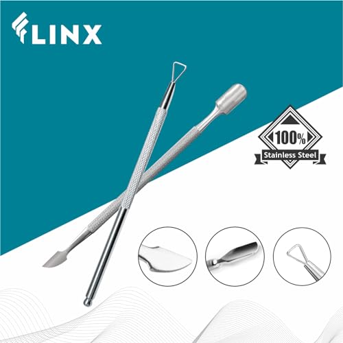 FLINX Metal Cuticle Pusher Tool 4 Pcs Nail Manicure Tools Nail Tᴏols for Manicure & Pedicure, Metal Cuticle Pushers and Scraper, Nails Cuticles Pusher Cuticle Tools for Nails Pusher Set 1