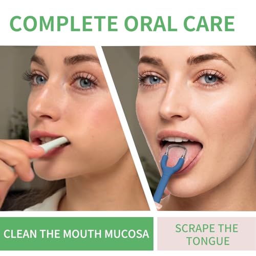 Tongueclear Tongue Scraper and Mucosal Cleaner Kit, Adults, Fresher Breath Blue Strong Mint