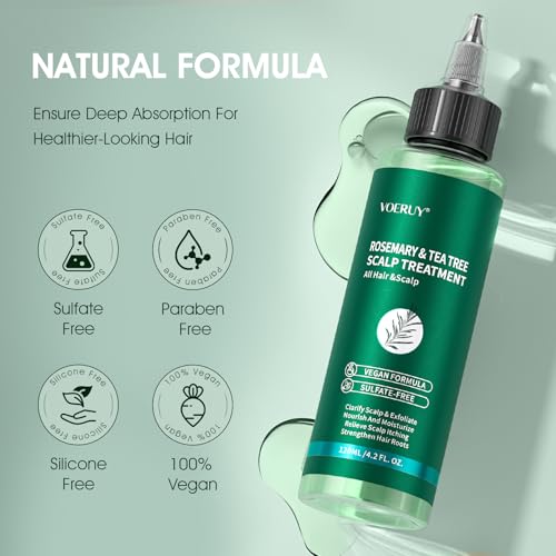 VOERUY Rosemary Scalp Exfoliator Scrub 10.6oz/300g +Rosemary & Tea Tree Scalp Treatment 120ML