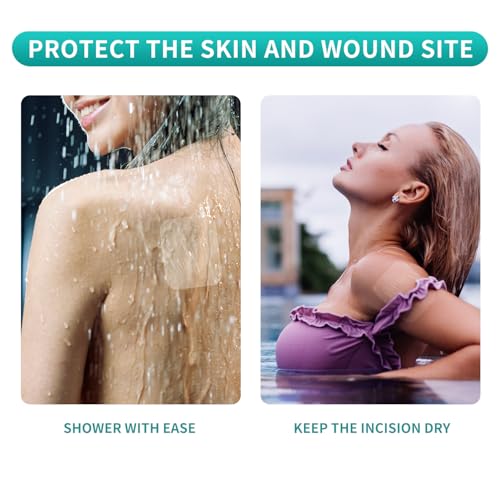 Dimora Waterproof Transparent Film Dressing, Large Clear Wound Bandages 6x8 inch 50 Pack, Post Surgical Skin Protector, Adhesive Medical Pad for Swimming,Showering,Tattoo Aftercare,IV Fixing 6"x 8"(50 PCS)