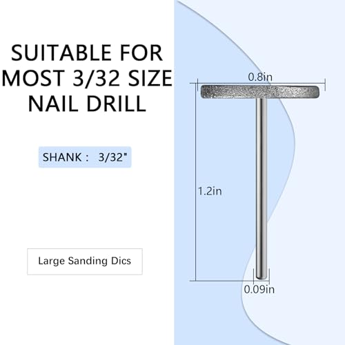 Sanding Disc Nail Drill Bits,Diamond Carbide Nail Drill Bit,Professional Manicure & Pedicure Sanding Polishing Bits for Shaping Nail Forms,Cracked Skin Callus Removal for Home Salon & DIY Large Flat Head