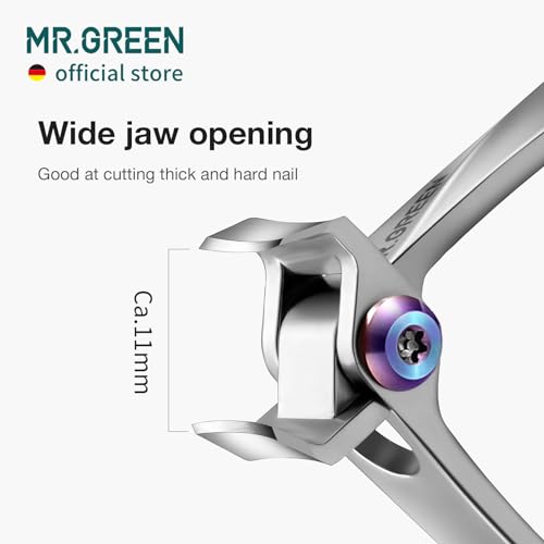 MR.GREEN Nail Clippers Wide Jaw Opening Stainless Steel Fingernail Clipper Thick Hard Toenail Cutter Manicure Scissors Tools (Nail Clipper (Large)) Nail Clipper (Large)