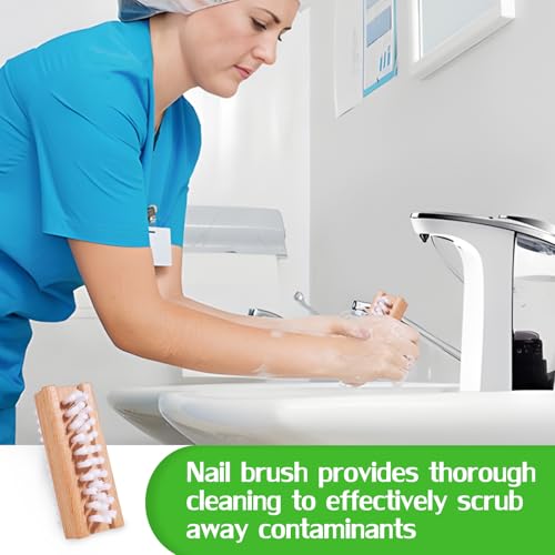 SAMEBUTECO 2 Pack Non-Slip Wooden Hand & Nail Brush,Dual-Sided Fingernail Scrub Brush for Deep Cleaning Nails,Hands & Feet Heavy Duty Mechanic Hand Brush with Stiff Bristles and Molded Beech-wood Grip