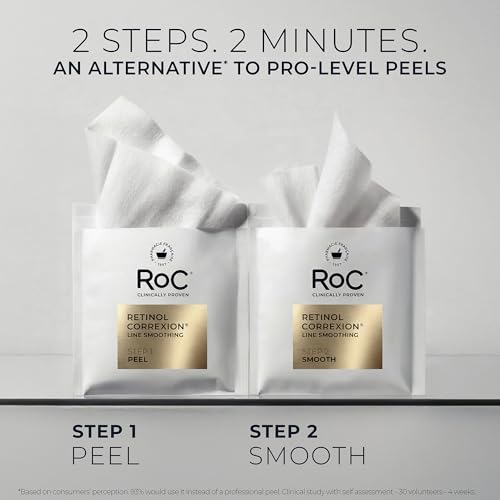 RoC Retinol Correxion Line Smoothing 2-Step Peel Pads - 20 Treatments 20 Count (Pack of 1)