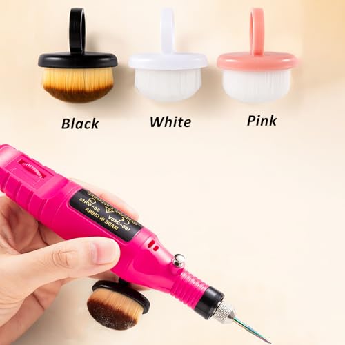 3PCS Ring Fingernail Brush Soft Nail Dust Brush, Multicolor Nail Scrubber Brush Small Nail Tech Manicure Brush Tools for Toe and Fingernail Men Women