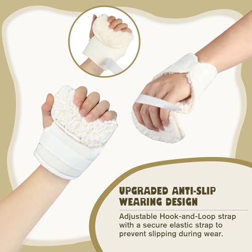 Anti-Slip Palm Protector for Left Right Hand, (2 Packs) Palm Guard to Prevent Contracture with Elastic Band, Physical Therapy Exercisers for Finger, Finger Contracture Cushion for Hand Skin Breakdown, for Elderly Care