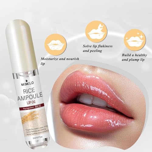 Black and White Rice Ampoule Lip Scrub and Oil Set, Rice Ampoule Duo Lip Exfoliator Solution, Hydrating Lip Oil for Softer & Smoother lips