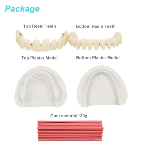 Denture Fake Teeth - Do it Yourself Full or Part Top and Bottom Fake Teeth at Home, Repair Missing Teeth, Improve Smile(Gypsum Model， Gum Material and Fake Teeth)