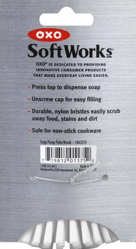 OXO Good Grips Soap Dispensing Palm Brush, Black/Clear/White - BeesActive Australia
