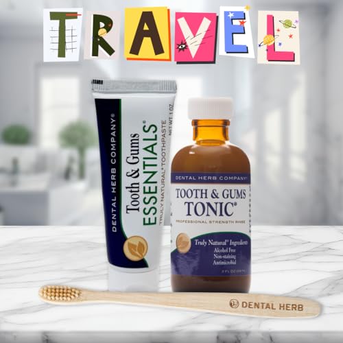 Travel Oral Care Kit, Tooth & Gums Tonic Mouthwash, Toothpaste + Toothbrush
