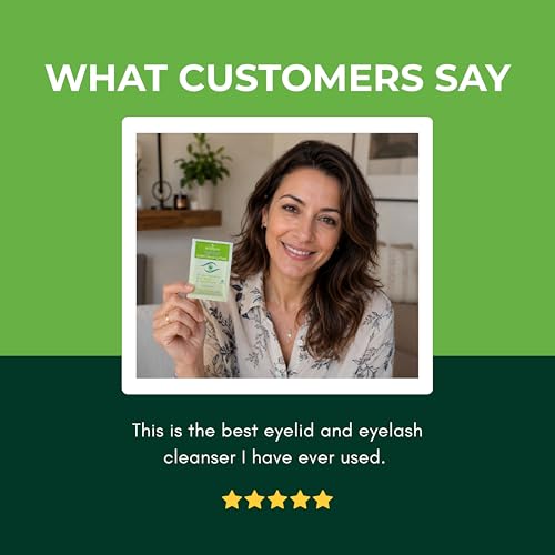 NOVEHA 60PCs Tea Tree Oil Eyelid & Lash Wipes | With Hyaluronic Acid, Green Tea & Chamomile For Blepharitis, Itchy & Stye Eyes, Individually Wrapped, Natural Eyelash Makeup Remover & Daily Cleanser 60 Count (Pack of 1)