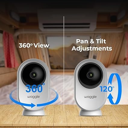 Waggle RV Mini Wi-Fi AI Pet Camera, 1080p HD, Pan & Tilt, Motion Alerts, 2-Way Audio, Night Vision, Pet Camera with App Control, Built-in SD Card (128GB) - BeesActive Australia