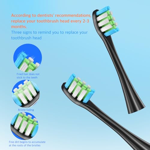 6Family Set Electric Toothbrush Replacement Head Foroclean-Black Black 1 Count (Pack of 8)