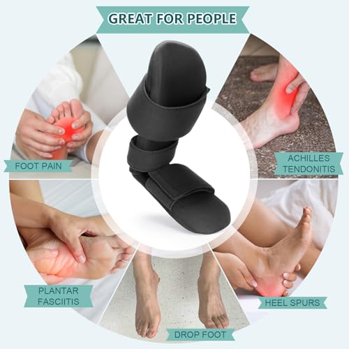 Estinko Plantar Fasciitis Night Splint – Adjustable Night Splint for Plantar Fasciitis Women & Men, Relieve Heel Pain, Achilles Tendonitis, Drop Foot Support Black Large