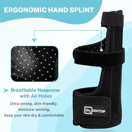 Pinky Finger Splint with Double-Sided Detachable Finger Splints Black-Right