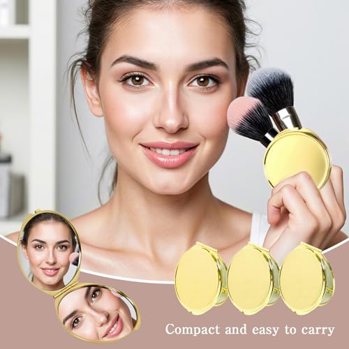 12 Pcs Compact Mirror Bulk, Gold, 1X and 2X Magnification