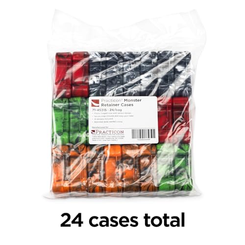 Practicon Easy Open Retainer Cases, Assorted Black Swirl Colors, Bulk Pack of 24
