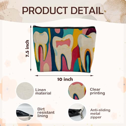 Dentist Gifts Makeup Cosmetic Bag for Women, Dental Assistants Hygienist Gifts, Abstract Tooth Dentist Dental Portable Travel Toiletry Bag Zipper Makeup Pouch Dental two