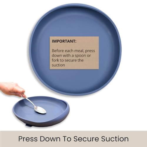 Modaliv Silicone Scooper Plate with Suction Base for Adults, Blue