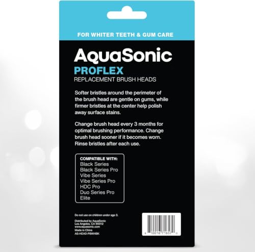 AquaSonic Genuine Proflex Replacement Brush Heads | ADA Accepted | for Whiter Teeth & Gum Care | Compatible with Many AquaSonic Toothbrush Handles (8 Pack Black) 8 Pack Black 8 Count (Pack of 1)
