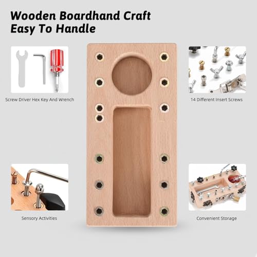 14-Hole Wooden Therapy Pegboard Multifunctional Finger Dexterity Grip Strength Trainer for Fine Motor Skills Hand-Eye Coordination Ideal for Home Office Occupational Therapy