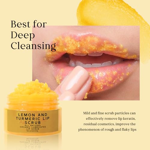 Turmeric Lip Treatment Kit for Dark Lips, Lip Scrub&Lip Balm for Smokers, Lip Exfoliator Scrub for Hydration Chapped and Cracked Peel Lips 1x Turmeric Lip Balm, 1x Turmeric Lip Scrub