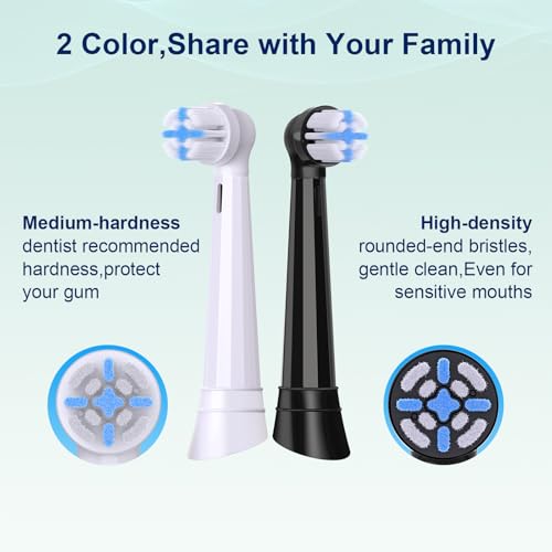 Replacement Heads Compatible with Oral B iO 3 4 5 6 7 8 9 10 Series Electric Toothbrush,Medium BristleToothbrush Heads Compatible with Oral B iO, Black 6 Count (Pack of 1)