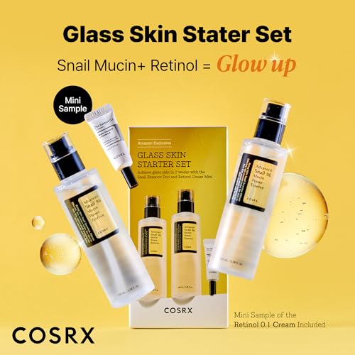 COSRX Snail 96% Mucin Essence 2ea & Retinol 0.1% Cream Mini Sample 1ea 3.38 Fl Oz (Pack of 2)