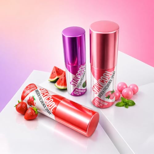 Stay Cool Fruit Duo Plus Bubblemint Breath Freshener Sprays - Bubblemint, Strawberry, Watermelon 3-Pack