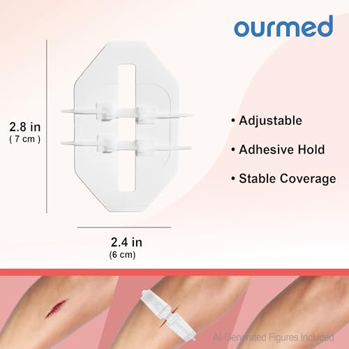 Ourmed Wound Closure Strips(2.4"x 2.8" - 4 Pcs), Butterfly Bandages for Wound Care, Steri Emergency Laceration Closures Without Stitches for Outdoors Use 2.4x 2.8 Inch