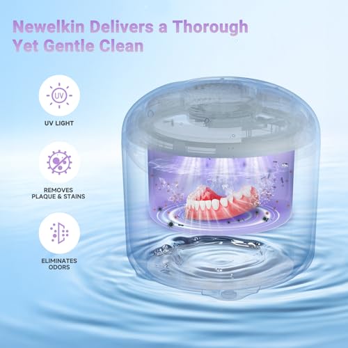 Ultrasonic Retainer Cleaner 25W Portable Ultrasonic Denture Cleaner Multi-Mode 45KHz with Drying and Removable Inner for Dental Trays, Braces, Jewelry, Toothbrushes, Mouth Guards, Aligners,Ring Black