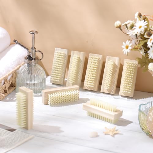 Patelai 12 Pack Wooden Nail Brush Two Sided, Fingernail Scrub Brushes