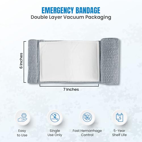 Primacare WB-7706 Israeli Bandage, 6 Inch Emergency IFAK Dressing, 5 Pack