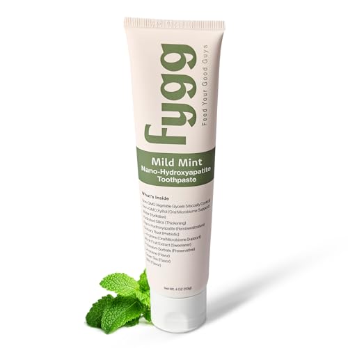 Fygg 2-Pack Fluoride-Free Toothpaste (Mild Mint + Vanilla) – Advanced Nano-Hydroxyapatite Formula for Sensitive Teeth, Whitening, and Remineralization (4oz Each)