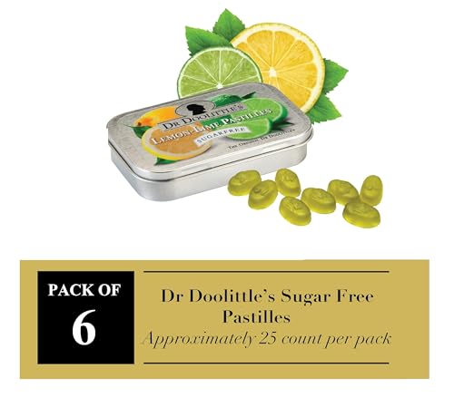 doolittle Dr Sugar Free Soft Fruit Pastilles for Voice and Throat, Lemon Lime Flavor, 2.12 Ounce Tin, Approximately 25 Count Package, 6 Pack 25 Count Package, 6 Tin Lemon Lime-sf