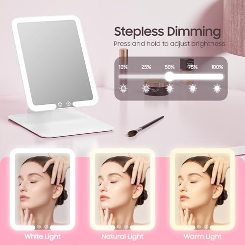 Benbilry Foldable Travel Makeup Mirror with Lights & 20X Magnifying, White