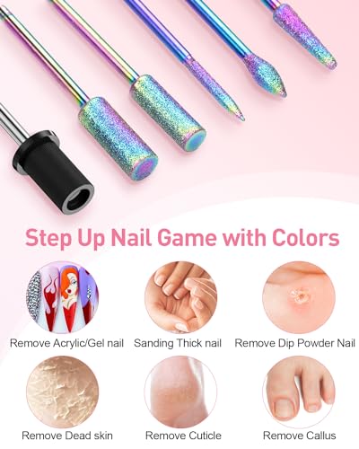 Electric Nail Drill 20000RPM Portable Nail File Nail for Acrylic Gel Nail Light Pink