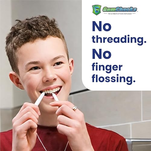 GumChucks Refill Tips - Floss Picks for Braces & Tight Teeth – Reusable Dual Handle Flosser – No Hands in Mouth - Easy for Kids, Adults & Seniors (90 Tips) Refill Tips (90)