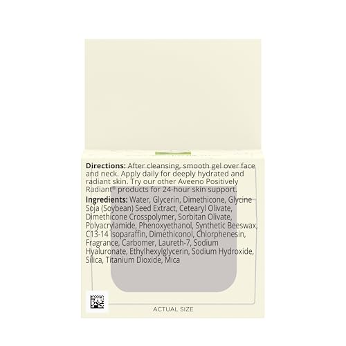 Aveeno Positively Radiant Daily Gel Facial Moisturizer with Hyaluronic Acid & Tone-Correcting Soy,Hydrating & Brightening Gel Face Cream Evens Skin Tone-& Texture,Hypoallergenic,1.7 oz,(Pack of 2) 1.7 Fl Oz (Pack of 2)