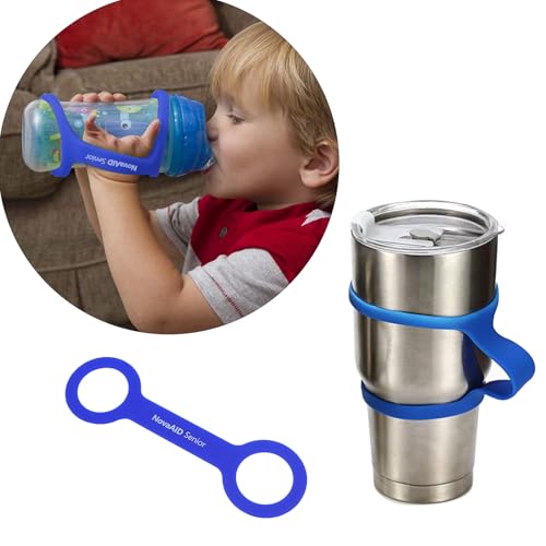 2 Pack Silicone Universal Cuff,Assistive Hand Grip Holder for Special Needs,Mobility Daily Living Aid, Therapy BLUE