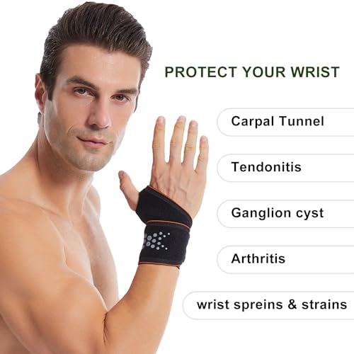 2 Pack Wrist Compression Strap and Brace, Sport Wrist Support for Women and Men – Ideal for Work,Fitness, Weightlifting, Yoga, Sports,Tendonitis – Adjustable Splint Fits Right and Left Hand